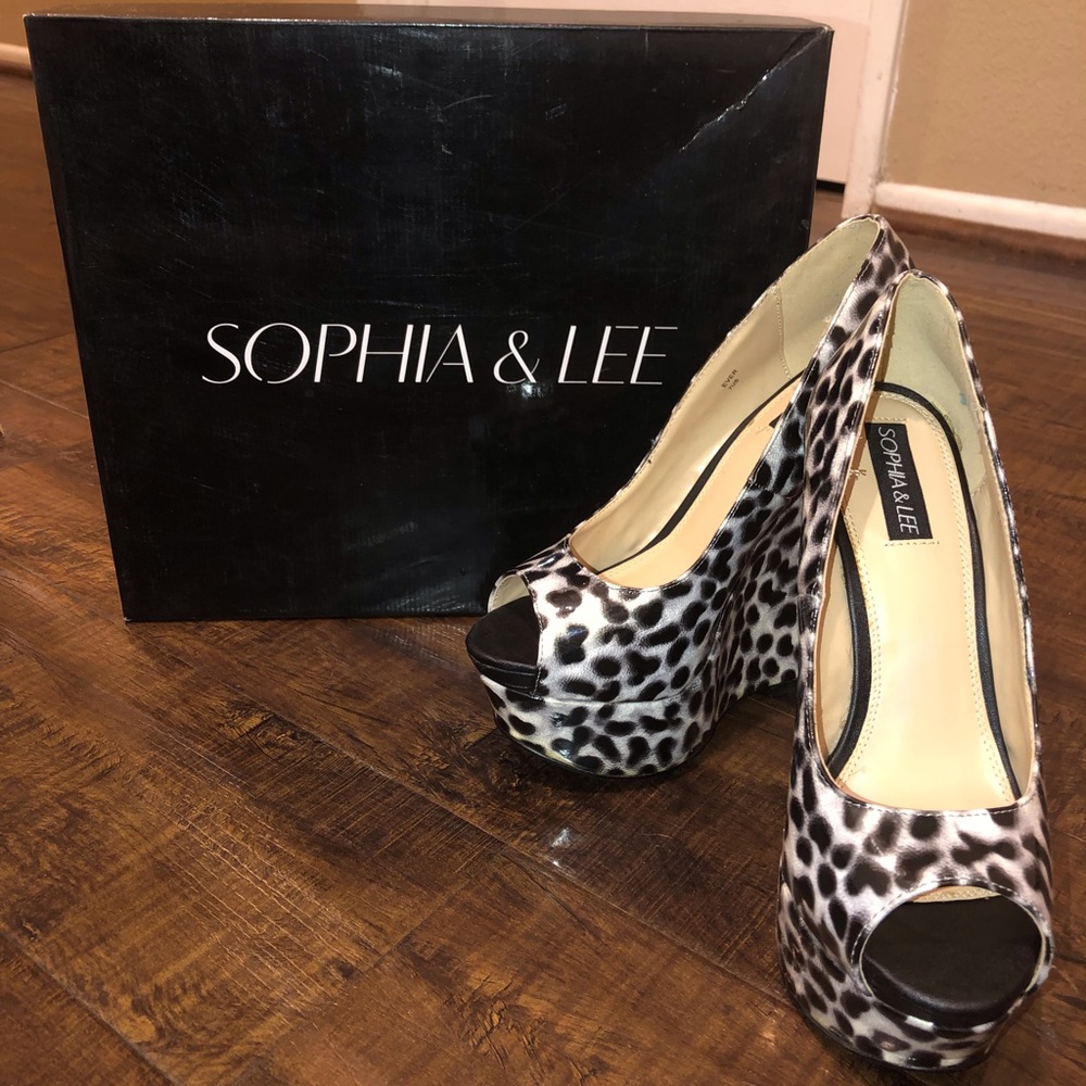 EUC leopard wedges (black and white)
